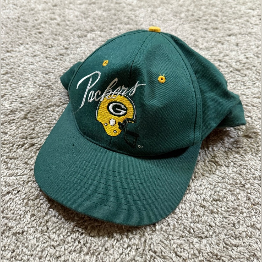 Green Bay Packers NFL Vintage Style Cap Hat Spellout Logo Football